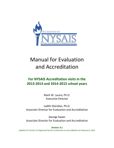 Manual for Evaluation and Accreditation