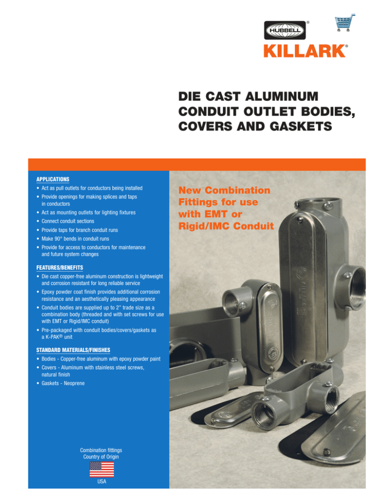 die cast aluminum conduit outlet bodies, covers and gaskets