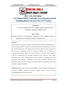 ANN Based MPPT Controller To An Interleaved Soft Switching Boost