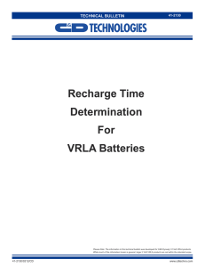 Recharge Time Determination For VRLA Batteries