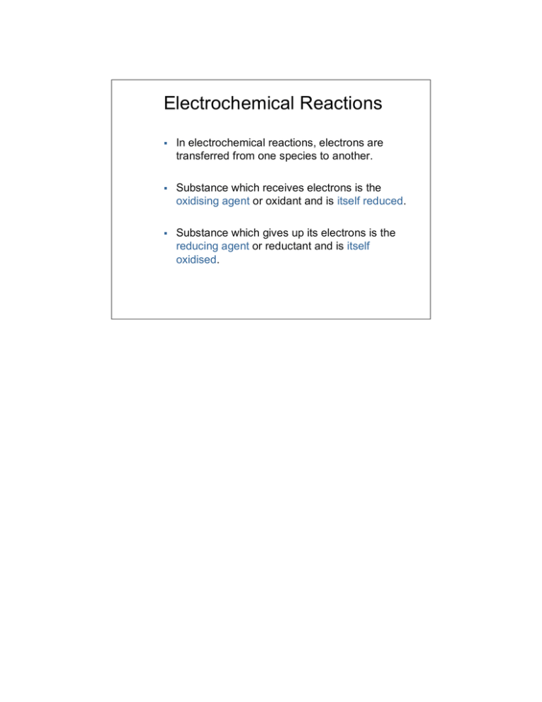 Electrochemical Reactions