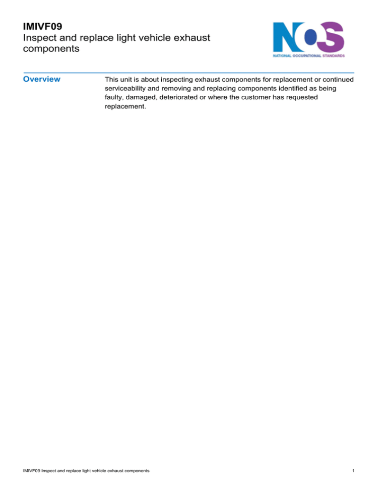 Inspect and replace light vehicle exhaust components