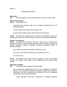 PART 23 CRANES AND HOISTS Application 23.1
