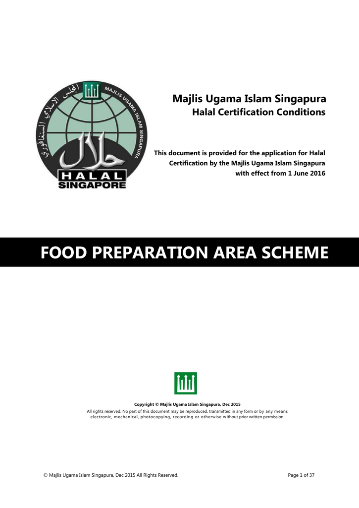 Food Preparation Area Scheme