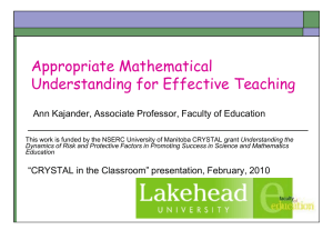 Appropriate Mathematical Understanding for Effective Teaching