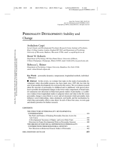 PERSONALITY DEVELOPMENT: Stability and Change