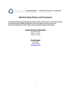 Machine Shop Policies and Procedures