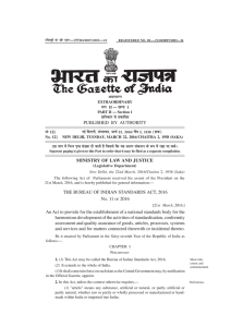 The Bureau of Indian Standards Act, 2016