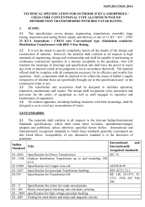 Technical Spec. of 25 KVA DTRs with 5 star rating