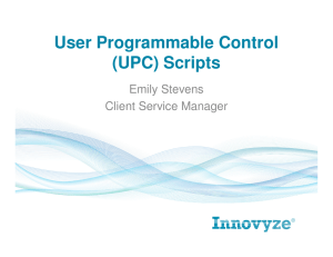 User Programmable Control (UPC) Scripts