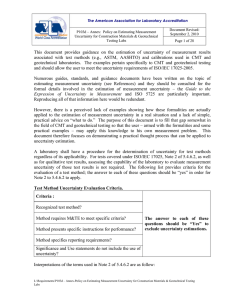 This document provides guidance on the estimation of uncertainty of