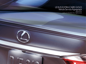 LEXUS EXTRA CARE GOLD Vehicle Service Agreement