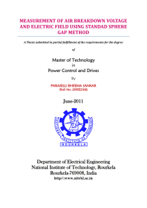 Measurement of Air Breakdown Voltage and Electric Field