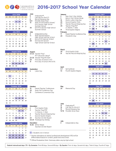 2016-2017 School Year Calendar