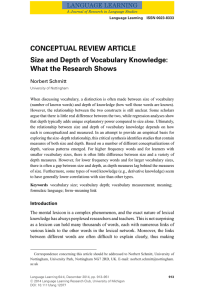CONCEPTUAL REVIEW ARTICLESize and Depth of Vocabulary