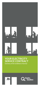 YOUR ELECTRICITY SERVICE CONTRACT - Hydro