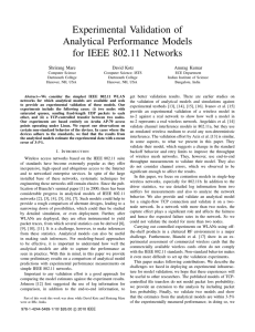 Experimental Validation of Analytical Performance Models for IEEE