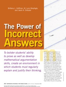 The Power of Incorrect Answers - National Council of Teachers of