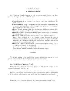 2. Methods of Proof 2.1. Types of Proofs. Suppose we wish to prove