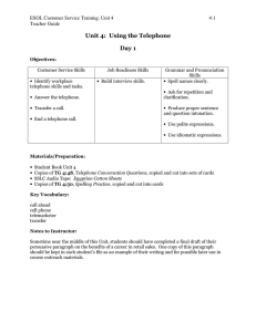 Unit 4: Using the Telephone Day 1 - Maryland Department of Labor