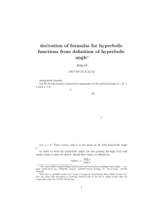 derivation of formulas for hyperbolic functions from