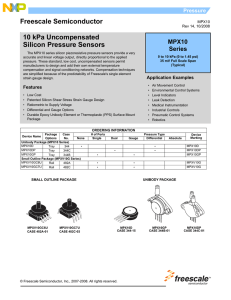 MPX10 10 kPa Uncompensated Silicon Pressure Sensors