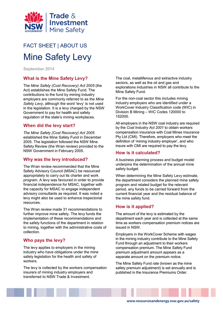 nsw trade investment mine safety