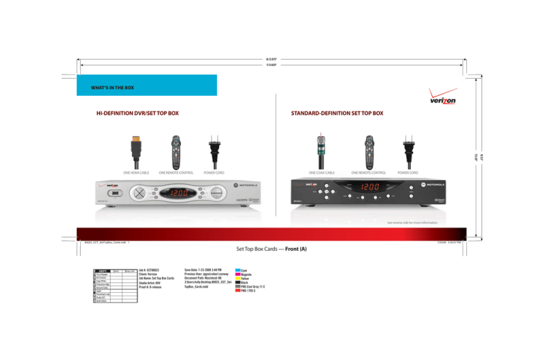 standarddefinition set top box hidefinition dvr/set top box
