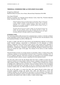 Thermal oxidiser fire and explosion hazard