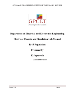 Department of Electrical and Electronics Engineering Electrical