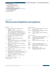 Pharmaceutical legislation and regulation
