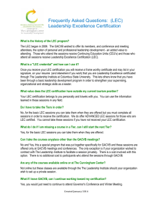 Frequently Asked Questions: (LEC) Leadership Excellence
