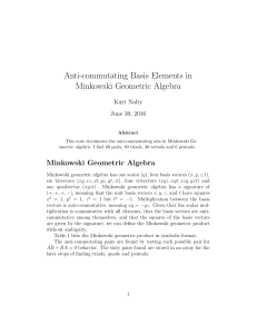 Anti-commutating Basis Elements in Minkowski