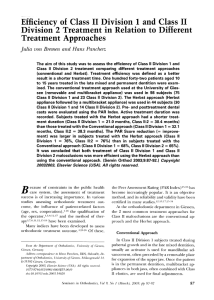 Efficiency of Class II Division 1 and Class II Division 2 Treatment in