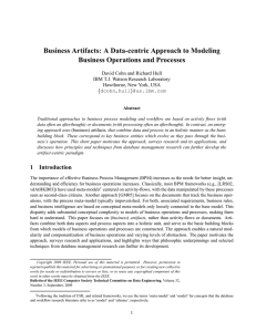 Business Artifacts: A Data-centric Approach to Modeling