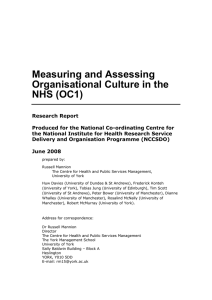 Measuring and Assessing Organisational Culture in the NHS