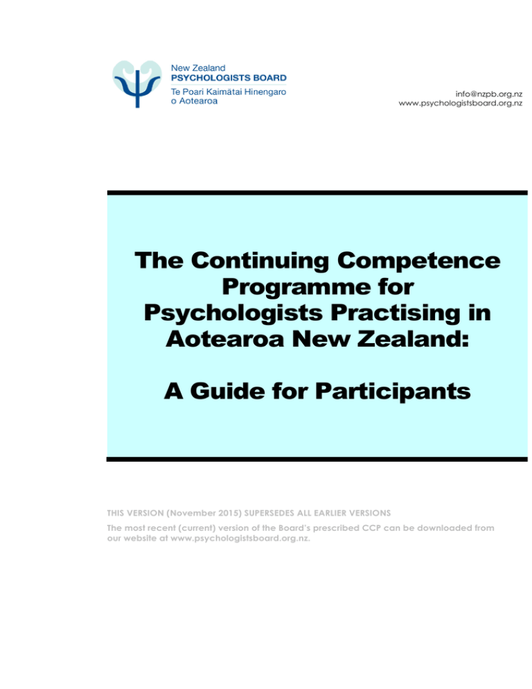 CCP Guide for Participants - New Zealand Psychologists Board