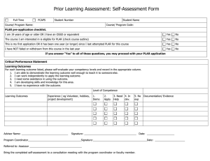 Prior Learning Assessment: Self-Assessment Form