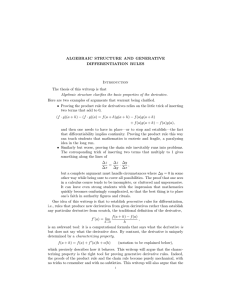 Algebraic structure and generative derivative rules