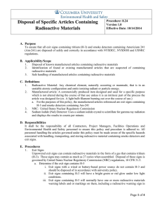 Disposal of Specific Articles Containing Radioactive Materials