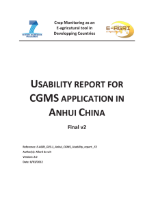 USABILITY REPORT FOR CGMSAPPLICATION IN ANHUI CHINA
