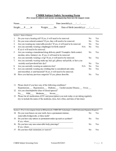 CMRR Subject Safety Screening Form
