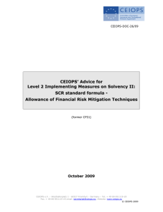 SCR standard formula - Allowance of Financial Risk Mitigation