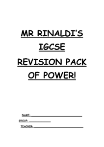 mr rinaldi`s igcse revision pack of power!