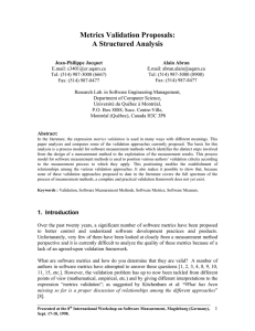 Metrics Validation Proposals: A Structured Analysis