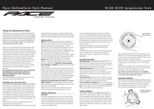 Pace Hollowform Fork Manual RC40 XCFR Suspension Fork