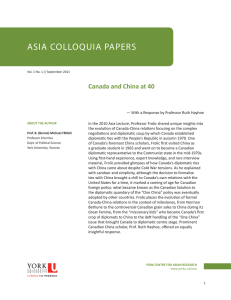 Canada and China at 40 - York Centre for Asian Research
