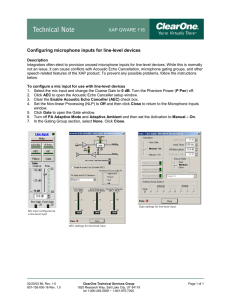 XAP GWARE 116 Configuring microphone inputs for line