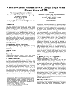 A Ternary Content Addressable Cell Using a Single Phase Change