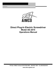AE-2015 Screwdriver Operation Instructions